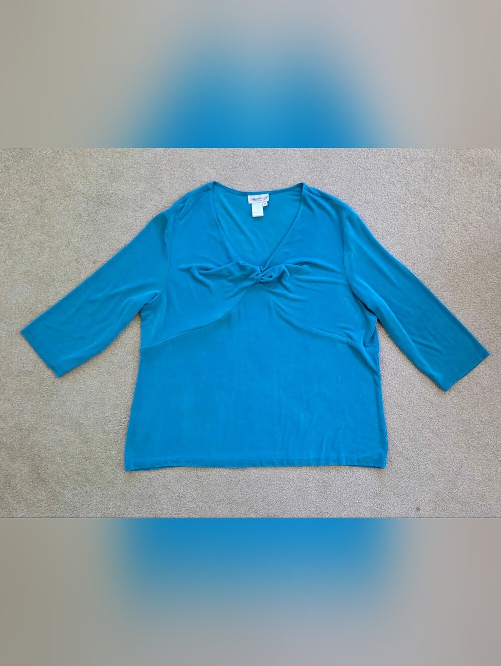 Coldwater Creek Women’s 2X Teal Twist Front 3/4 Sleeve Top